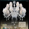 Żyrandole foyer biała szklana lampa żyrandola z tkaniną do villa hall salon el oświetlenie