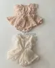 Completi di abbigliamento Bella principessa Neonata Neonata Estate Pagliaccetti Maglia Fiore di pizzo Manica corta Pagliaccetti di piume Tute Tulle Gonne Vestiti J230630