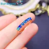 Bagues en grappe Bague en opale bleue naturelle pour femmes Cadeau d'anniversaire 3mm Bijoux en pierres précieuses véritables en argent sterling 925