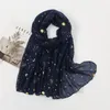 Scarves Glitter Star Cotton Scarf Women Muslim Hijab Golden Foulard Musulman Headscarf Long Femme Shawl Ramadan Turban 180 80cm