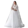 Bead A Line Wedding Dresses Long Sleeve Sequin Arabic Dubai Bridal Gown Tulle Puffy Robe De Mariage 326 326