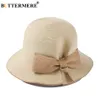 Buttermere Bucket Hat For Women Beige Straw Japanese Sun Caps Female Bow Elegant Summer Beach UV Hat Ladies Brand Fishing Hats