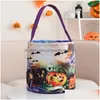 Autres fournitures de fête festives Halloween Favors Light Up Trick Or Treat Sacs de bonbons Mtipurpose Réutilisable Goody Seau pour enfants Drop De Dhckh