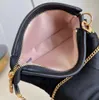 Top Quality Designer Natural Cotton Summer Knit Shoulder Bags Black Letter And Floral Printing Stitch Leather Baguette Bags 24K Light Gold Hardware Chain Handbags