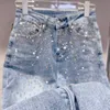 Jeans feminino de alta qualidade elástico céu estrelado diamante folgado feminino confortável macio reto calças jeans 2023 primavera pantalones de mujer 230629