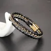 Braccialetti con ciondoli MIQIAO Acciaio inossidabile Titanio Colore misto Hip Hop Bracciale con cinturino da polso Bracciale per uomo Donna Coppia Amici Regalo