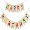 Party Decoration Diy Happy Birthday Banner Vintage Home Office Bunting Burlap inomhus utomhusdekor 13 Swallowtail Flags Lätt