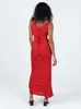 فساتين عادية غير رسمية للنساء فستان أسود منقوش بطبعة منقطة فستان صيفي أحمر بدون أكمام ورقبة على شكل حرف v فستان طويل نحيف طويل 230629