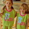 Conjuntos de roupas coreano bebê meninas meninos camisetas shorts 2023 verão infantil camiseta verde terno roupas roupas 230630
