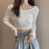 Frauen Pullover Abgeschnitten Pullover Koreanischen Stil Crop Top Gestrickte Rosa Weiß Pullover Sexy Kawaii Langarm Herbst Winter Pull Femme hiver