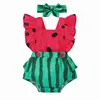 Clothing Sets Citgeett Summer Infant Newborn Baby Girls Boys Bodysuit Outfits Watermelon Print Fly Sleeve Jumpsuit Headband Clothes J230630