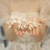 Hair Clips Lace Leaf Bridal Comb Ceramic Floral Wedding Crown Piece Handmade Pearls Jewelry Women Accessories