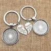 Keychains 1Set Friendship Flower Cabochon Base Fit Round 25mm Friend Keychain Alloy Key Rings Jewelry Finding Diy Making