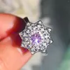 Cluster Ringen Leuke Vrouwelijke Kleine Bloem Ring Mode Zilveren Kleur Bruiloft Sieraden Belofte Glanzende Zirconia Verloving Voor Vrouwen