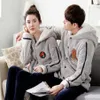 Winter new coral cashmere couples pajamas men and women plus velvet thick flannel can be outside the home clothing suit265K