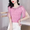 レディースTシャツ韓国スタイル夏2023年シフォンシャツ女性プリントバタフライレタートップストップ