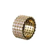 13 mm storlek 612 4 rader tennisring koppar guld silver kubik zirkon isade ut ringar hip hop smycken9639590