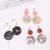 Stud Earrings Unique Design Geometric Round Acetic Acid Wood Grain For Women Fashion Ear Jewelry Accessories Wholesale