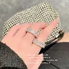 Cluster Rings 2st Fashion 925 Silver Ring Set Bling Clear Zircon Stone Geometric Wedding Engagement for Women Ladies Fine Jewelry