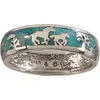 Vintage Ethnic Style Rings for Women Ancient Silver Color Blue Drip Animal Horse Pattern Party Vacation Jewelry Girls Gift