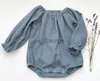 Комплекты одежды для новорожденных новорожденных девочек Romper Bubble Muslin Romper Комбинезон Playsuit с длинным рукавом Одежда для новорожденных Детская одежда из органического хлопка J230630