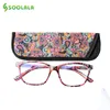 Sunglasses SOOLALA Square Spring Hinge Floral Printed Anti Blue Light Reading Glasse Presbyopic with Cases 0 5 0 75 to 4 0 230629