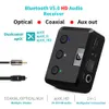 Altoparlanti Ricevitore audio Bluetooth 5.0 HD wireless coassiale ottico Aptx HD 3,5 mm Adattatore ricevitore Bluetooth Aux per auto, altoparlanti Mr235pro