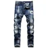 Herren-Jeans, Herren-Jeans, Designer-Jeans, Schwarz, Skinny-Fit, Patch, leicht zerrissen, Waschung, Motorrad, Rock, Mode, Luxus, offene Hose, Herrenbekleidung, US-Größe 28–38