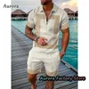 Fatos de Treino Masculino Conjunto Polo de Luxo Verão Vintage Traje de Treino Casual Elegante Camisa Masculina Terno Estilo Havaí Roupas Streetwear