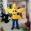 2019 Factory Yellow Star Mascot Costume Suits Halloween Christmas påsk vuxen storlek211y