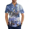 Mannen Casual Shirts HX Mode Mannen Dier Pauw Olieverf Art 3D Grafische Zomer Korte Mouw Tops Camisas Drop