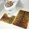 Bath Mats 3Pcs/Set Tiger Leopard Animal Print Bath Mat Foot Mat Bathroom Toilet Rug Carpet Durable Decor Non-Slip Dry Covers Home Supplies SH190919 Z230630