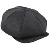 Big Head Men Plus Size Berets Adult Herringbone Felt Octagon Cap Women Winter Pumpkin Hat Gatsby Flat Ivy Cap 56-58cm 59-60cm