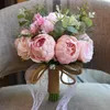 Fiori matrimonio Perfectlifeoh Rose artificiali in raso Bouquet da sposa Bouquet rusticoMatrimonio