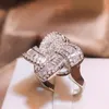 Cluster Rings Classic 925 Stamp Ring for Women Four-Leaf Clover Full Diamond Zircon High Quality Engagement Party Jewelry