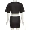 Tvådelt klänning street stil bokstav tryck två bit set kvinnor sommar kort ärm t-shirts grödor bodycon mini kjolar mode casual kostymer 230629