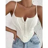 Kobiety dla kobiet damskie letnie bustier seksowne vintage spaghetti pasek z przodu zamek błyskawiczny otwarty back boned gorsetu