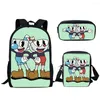 Mochila Escolar 2023 Cuphead Mugman Kids Capacity Bag Moda Pessoas Teeneger Ombro Mochila Viagem Ao Ar Livre Menino Menina Estudo 3pcs/Set Presentes