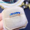 Küme halkaları Kadınlar için Doğal Mavi Opal Yüzük Yıldönümü Hediyesi 3mm Orijinal Taş Takı 925 Sterlling Gümüş