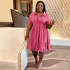 Vestidos Urban Sexy CM YAYA Plus Size Feminino Manga Curta Babado Simples Bainha Bainha Grande Smock Camisa Vestido Verão Elegante Laranja 230630