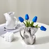 Vaser veckad papperspåse vas lyx vardagsrum dekoration keramiska ornament kreativa heminredning bord vas påskdekorationer x0630