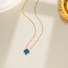 Van Fashion Flowers Four-Leaf Clover Necklace Women Link Chain Halsband Designer smycken