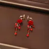 Haarspangen Rote Rose Blume Stirnbänder Ohrringe Sets Handgemachte Blatt Frauen Schmuck Braut Mädchen Hochzeit Haarbänder Zubehör Großhandel