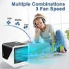 1pc Portable Air Conditioner For Personal With 3 Wind Speeds, Mini Evaporative Air Cooler Fan, USB Air Personal Conditioner With 7 Colour LED Lights