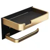 Toilet Paper Holders Black and Gold Bathroom Toilet Roll and Phone Holder with No Holes for Easy Installation of Stylish Bathroom Accessories 230629