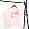 Women's T Shirts Chic Flowers Beading paljetter Summer Kawaii kläder rosa svarta vita grafiska tees kvinnor harajuku söta toppar tee c26
