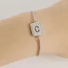 Link armbanden mode glazuur roestvrijstalen stalen armband holle eerste letter vierkant voor vrouwen meisje tiener trendy verstelbare polsbandje