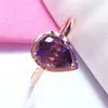 Cluster Rings 585 Purple Gold Plated 14K Rose Inlaid Water Drop Amethyst For Women Adjustable Exquisite Romantic Engagement Jewelry