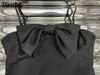 Robes décontractées 4.28 KlasonBell Noir Mode Décoration Tridimensionnelle Arc Retour Zipper Mince Spaghetti Strap Robe De Soirée