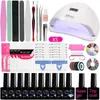 Juego de esmaltes de uñas Kit de acrílico para gel de extensión Construcción rápida Poly UV con herramienta de lámpara LED T23630